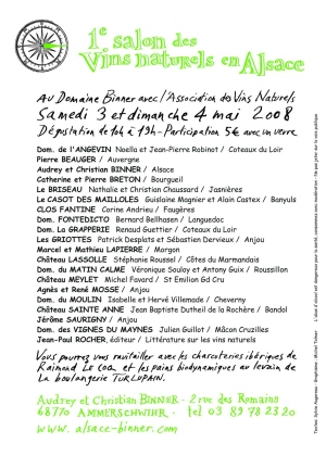 1e Salon des Vins Naturels en Alsace